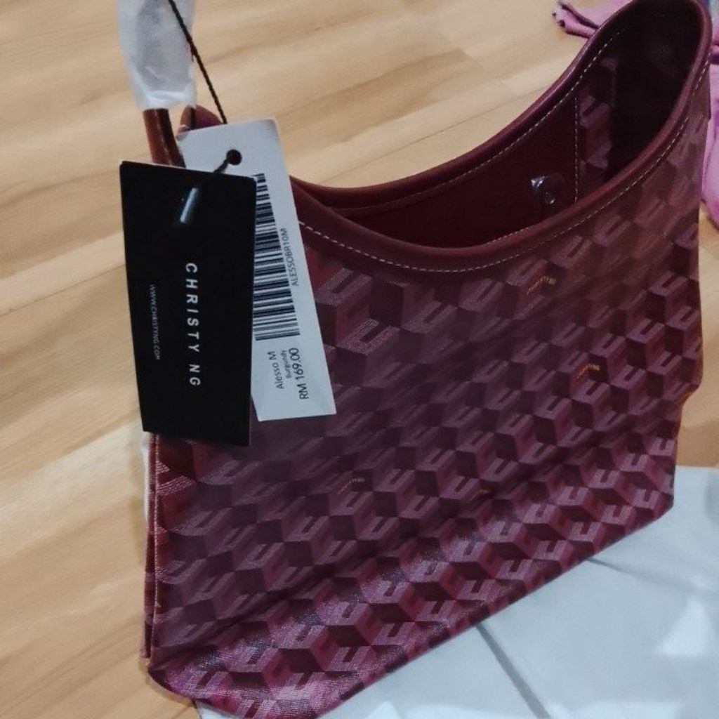 Christy Ng Alesso bag medium burgundy ori