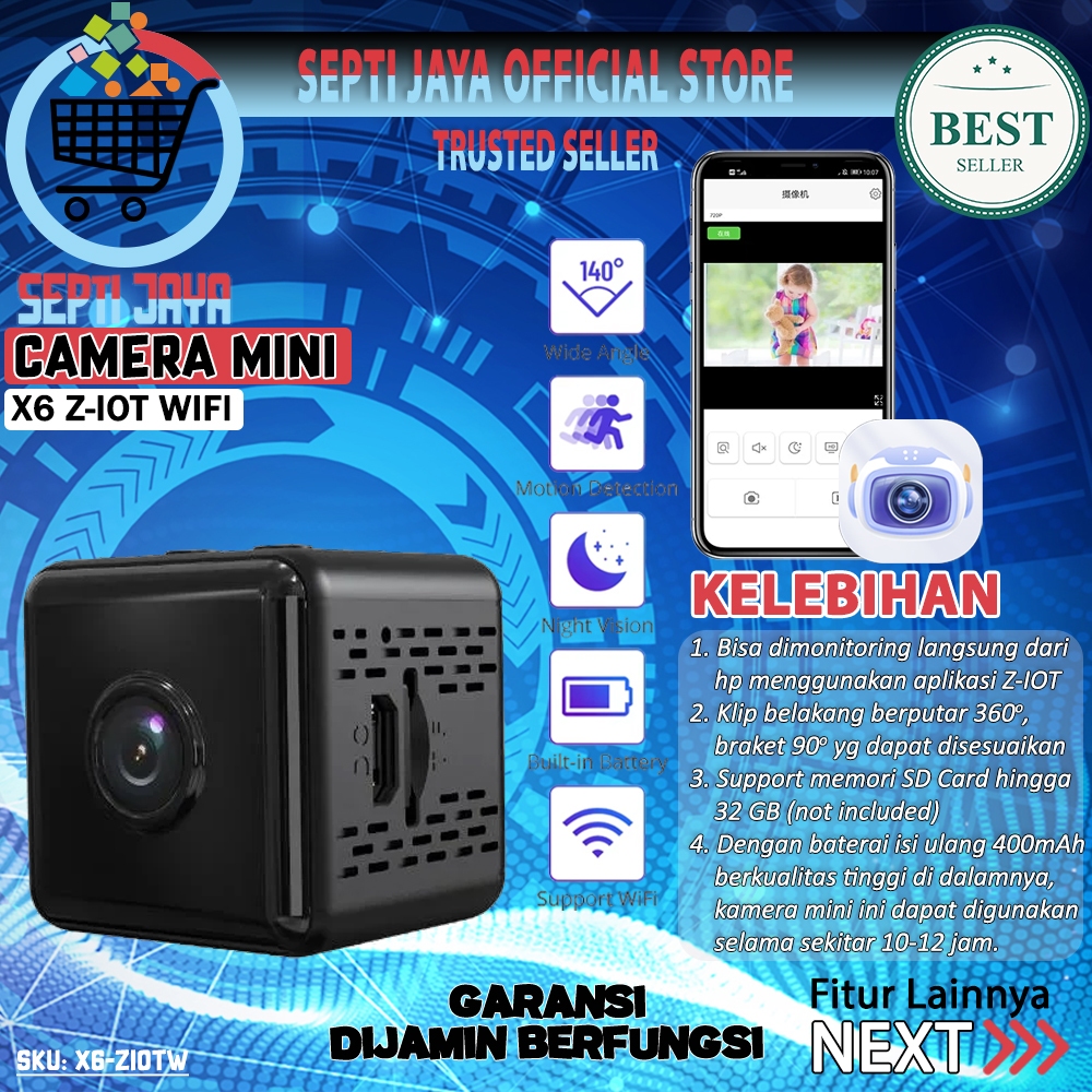 Kamera CCTV Mini X6 WiFi HD 1080P Kamera Wireless Kontrol Monitoring Jarak Jauh Lewat HP Mini Camera