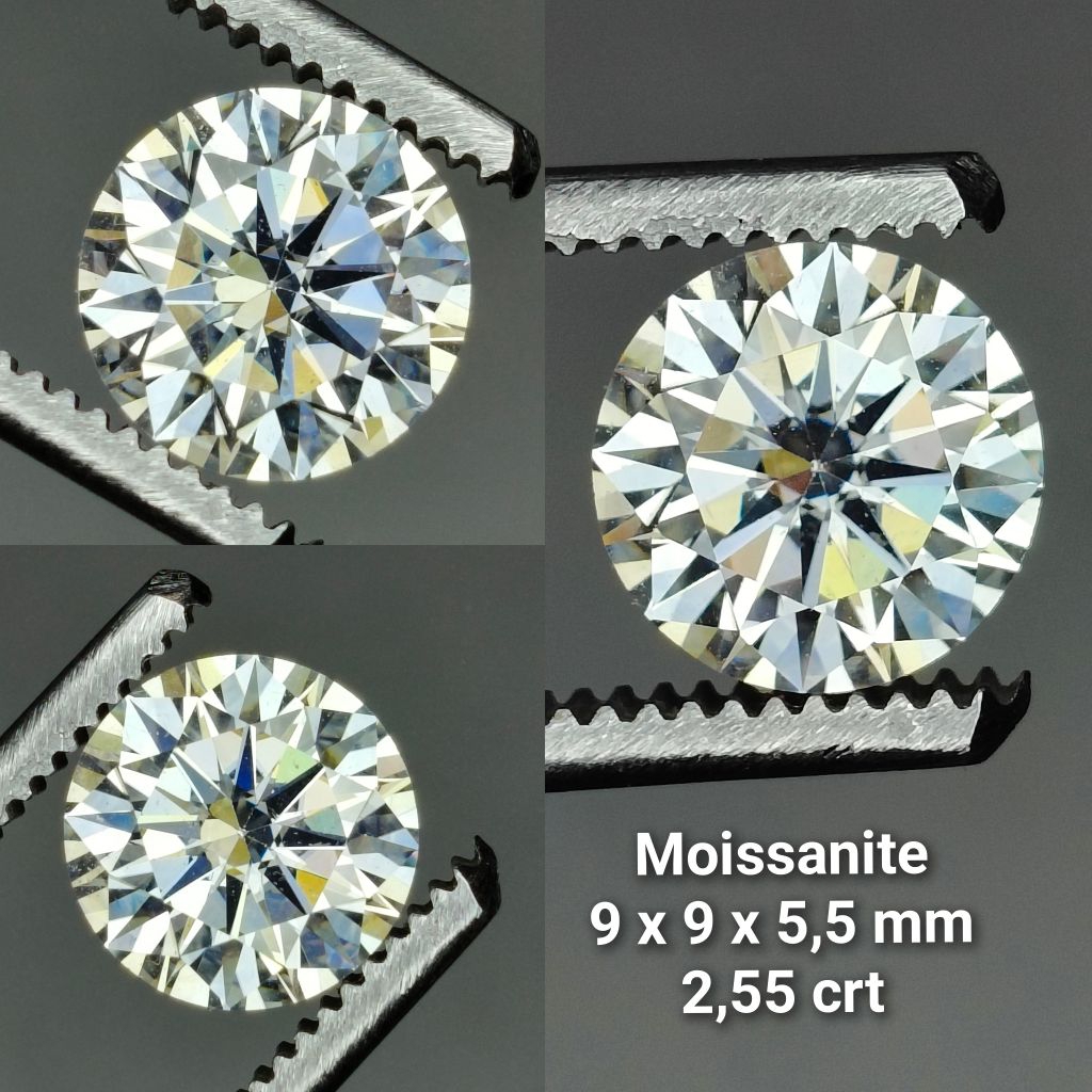 Moissanite 9mm 2,55 ct