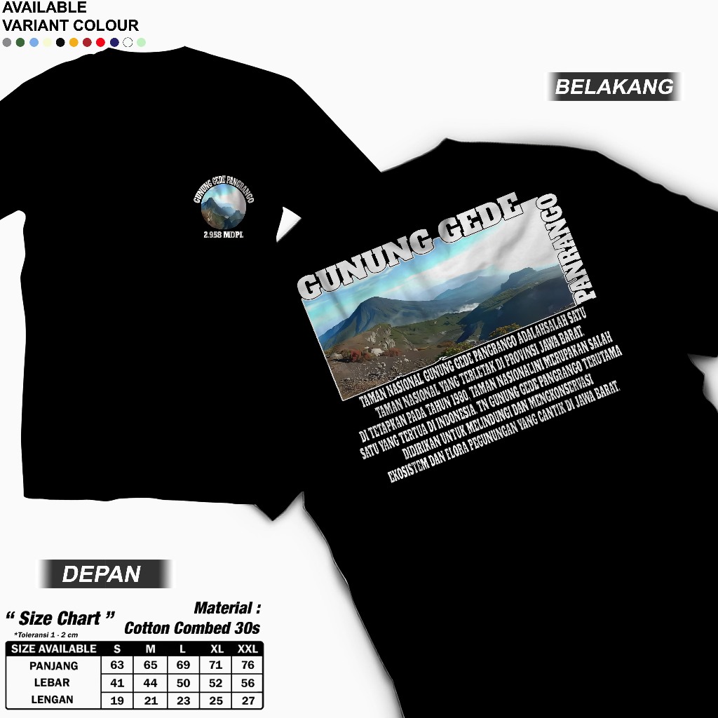 KAOS GUNUNG / KAOS GUNUNG / BAJU GUNUNG GEDE PANGRANGO / KAOS OUTDOOR