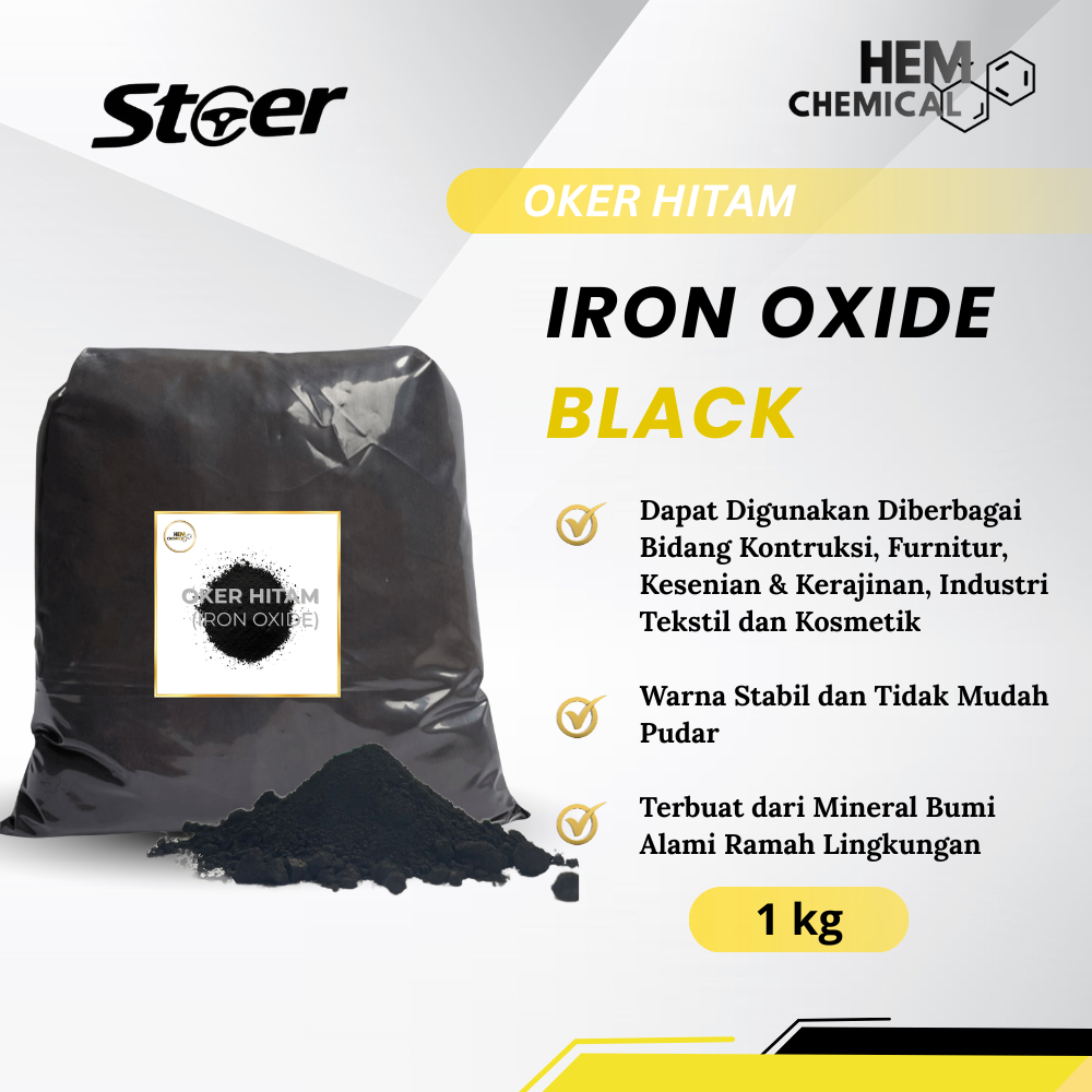 STEER - OKER HITAM / IRON OXIDE BLACK / BUBUK PEWARNA HITAM 1 KG