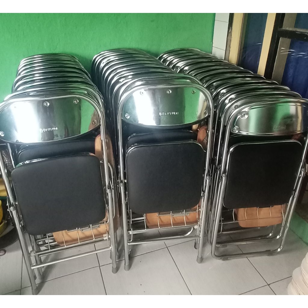 kursi kuliah belajar,chrome, kursi kampus, kursi belajar, kursi bimbel  rekodisi tanpa rak bawah