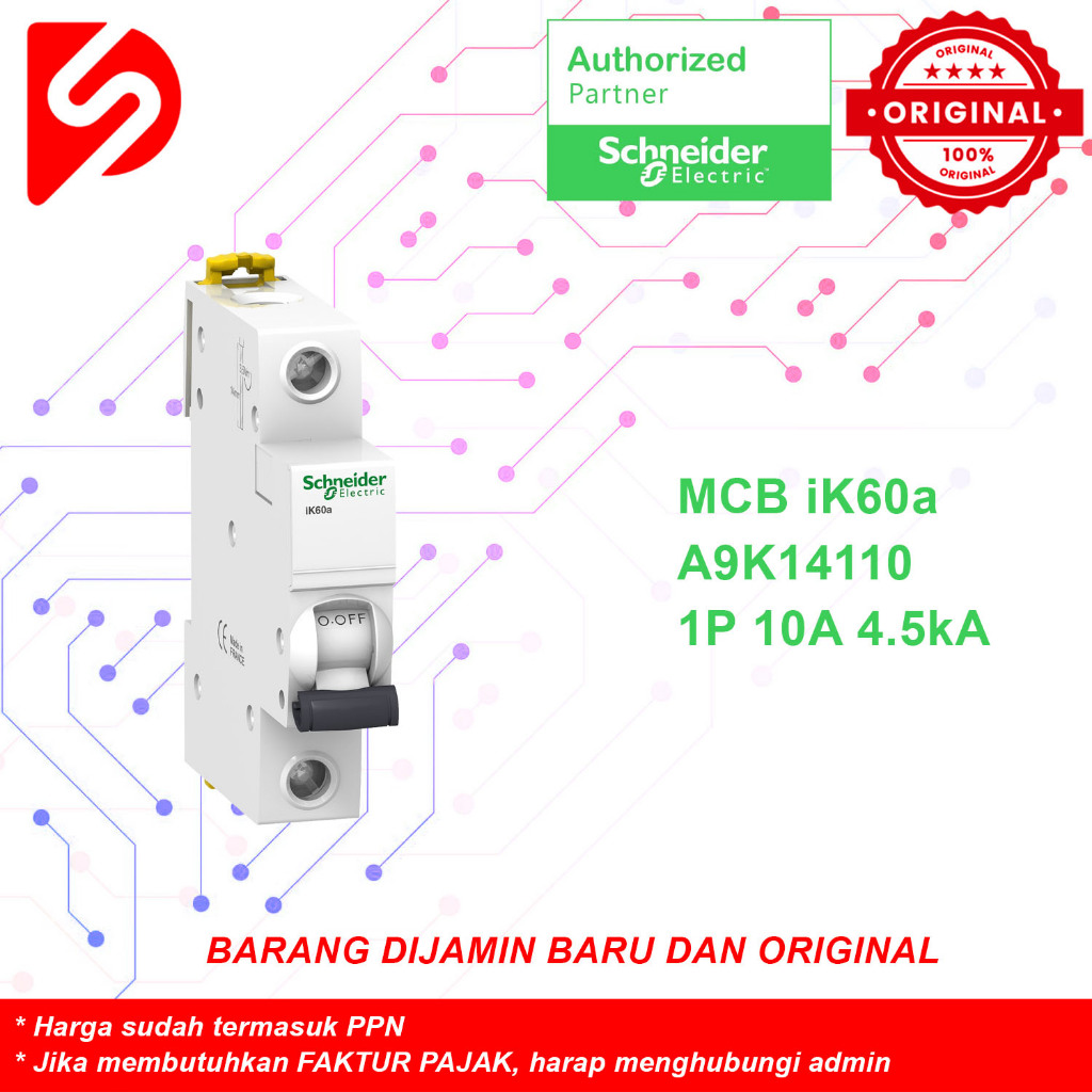 MCB iK60a 1P 10A 4.5kA A9K14110 Original Schneider