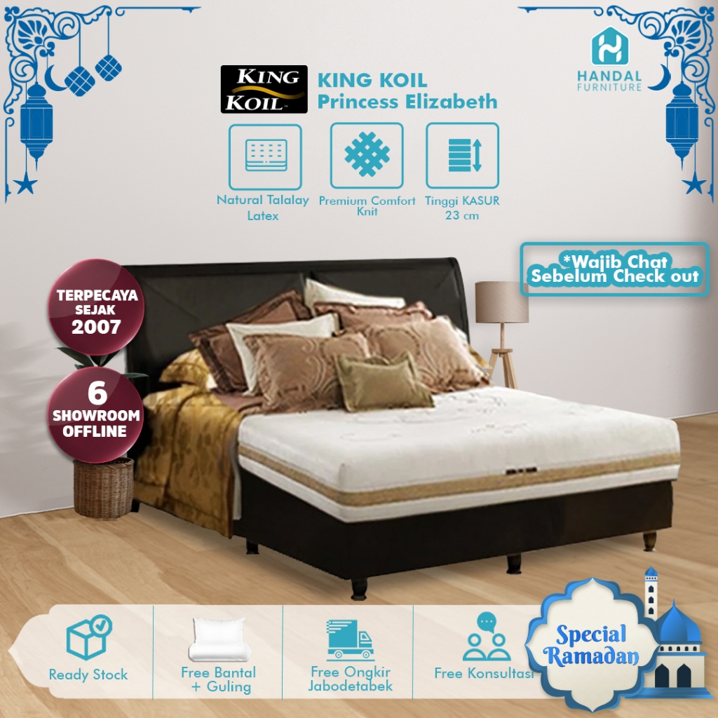Kasur Full Latex King Koil Princess Elizabeth Anti Bakteri Medium Tebal 23cm ORIGINAL Springbed