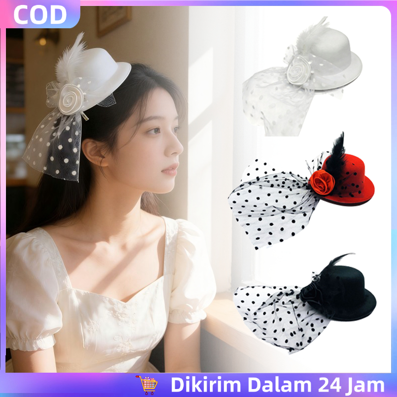 Topi Jepit Hiasan Rambut Elegan Jepit Topi Kecil Hiasan Kepala Cocok Untuk Pesta Teh Jepit Topi Hias