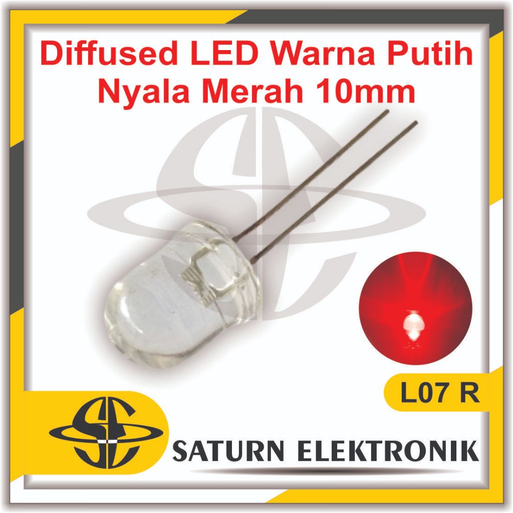 Diffused LED Warna Putih Nyala Merah 10mm 250pcs L07R