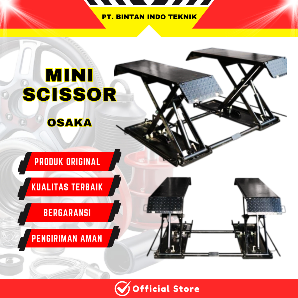 Scissor Lift Hydrolic Scissor Car Mid Rise Osaka Lift Mini Hidrolik Alat Bengkel Servis Ban Mobil