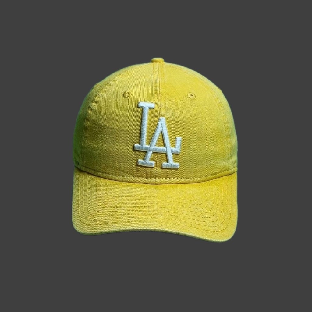 Topi Baseball LA Bordir Kuning Mustard - Topi Pria Wanita Casual Cap