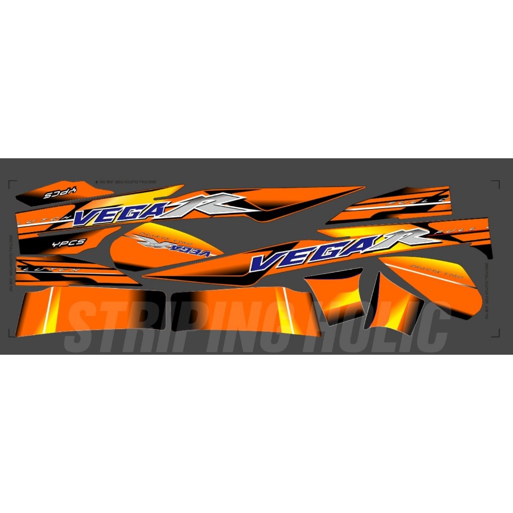 STRIPING CUSTOM FIZ R VEGA R 2002 2003 STIKER ORANGE OREN CW