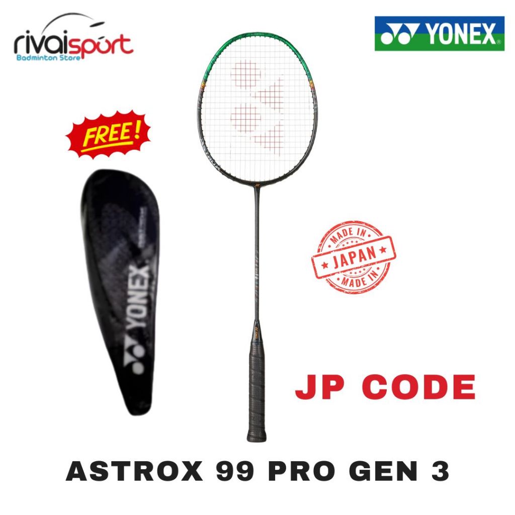 New Raket Badminton Yonex Astrox 99 Pro 3RD GEN Black Green - JP CODE