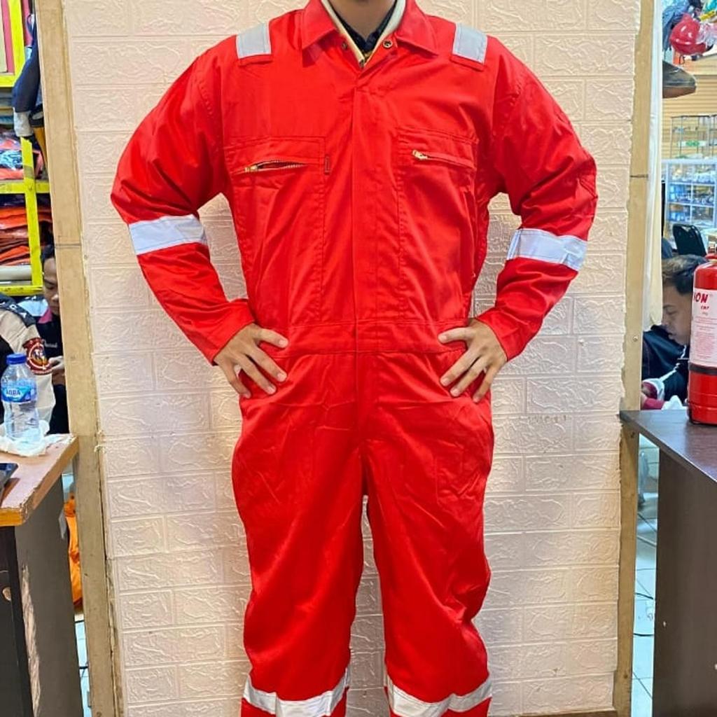 Baju Pertamina Nomex lllA Merah / Wearpack Terusan Anti Api Bersertifikat Murah Meriah