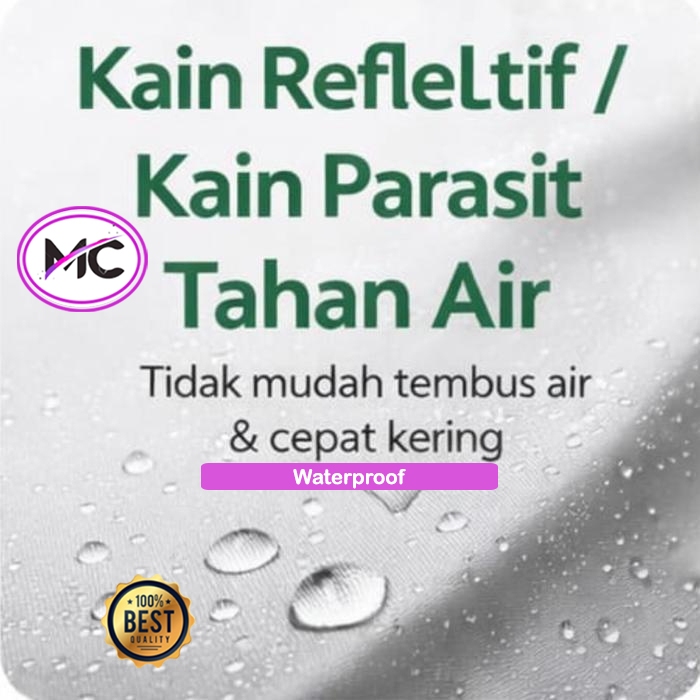 Kain Reflektif Silver Abu Tahan Air Parasit Sintetis Pemantul Cahaya Polyflex Reflektif Parasut Mete