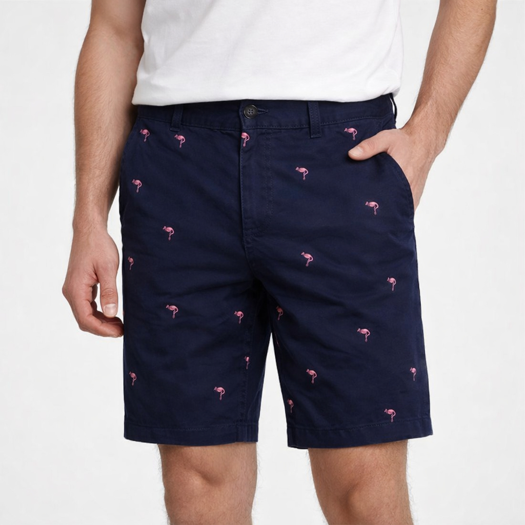 Celana Pendek Pria Gap Emboirdered Flamingo Navy Short Original