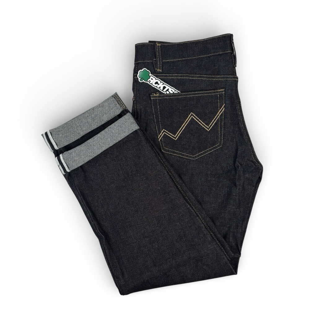 Celana Pria Jeans Denim Selvedge CHEVRON Black Indigo - Bahan Selvedge 15Oz