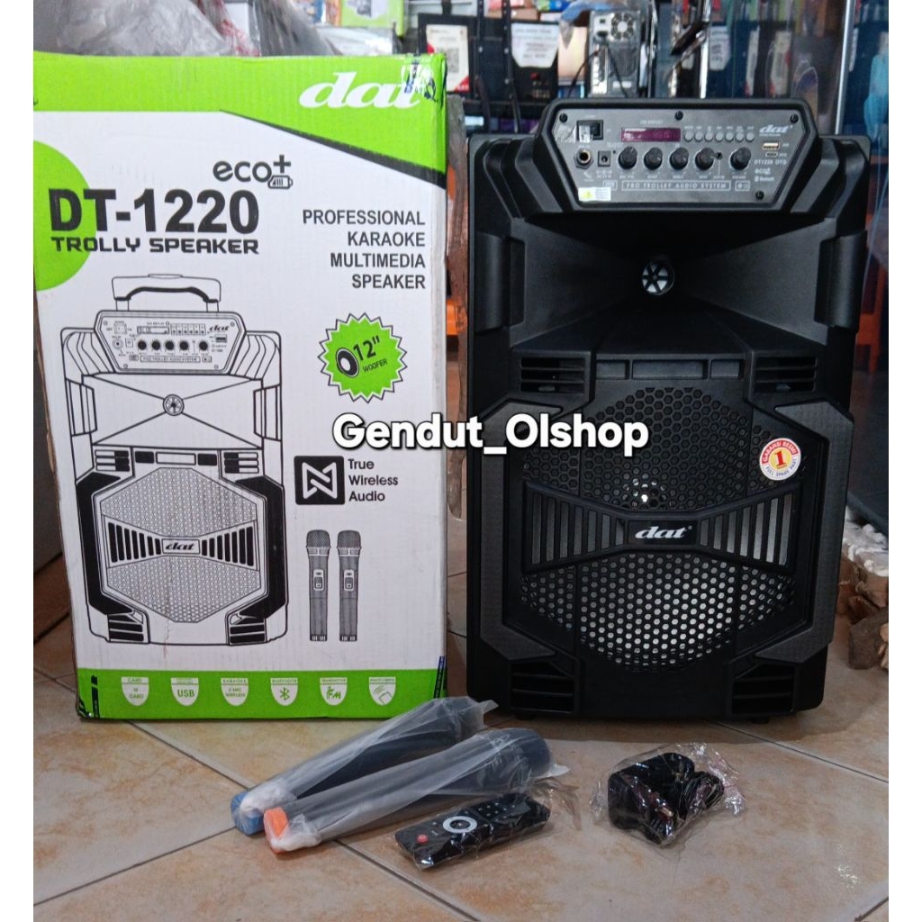 (Khusus Wilayah Kota Palembang)SPEAKER AKTIF TROLLEY 12 INCH DAT DT 1220,DT-1220 ECO+ BLUETOOTH, Spe