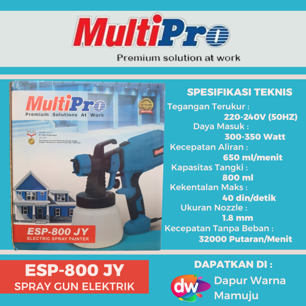 MultiPro Spray Gun Elektrik Model ESP-800 JY (Spoit Listrik Multipro ESP-800 JY)
