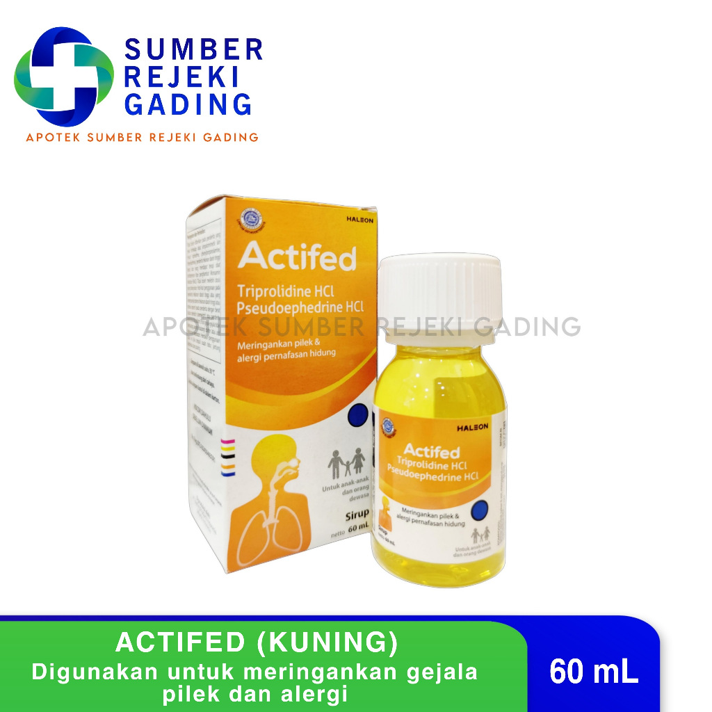 ACTIFED Sirup Kuning Meredakan Pilek Batuk Pseudophedrine Triprolidine 60ML