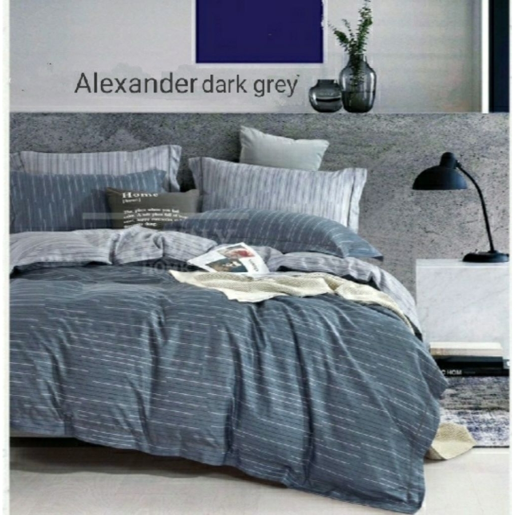 Sprei karet katun CVC abstrak - Alexander dk grey uk 100x200x30