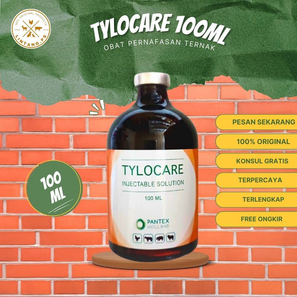 Tylocare Injeksi 100 ml - Tylosin 200 mg - Obat untuk Hewan PNEUMONIA - Tylocare Inj 200 100ml