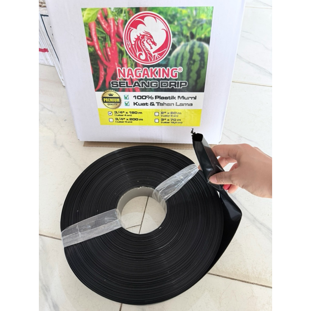 Selang Irigasi Drip 3/4 inch 150 mikron x 4cm x 180m-200m PREMIUM NAGAKING