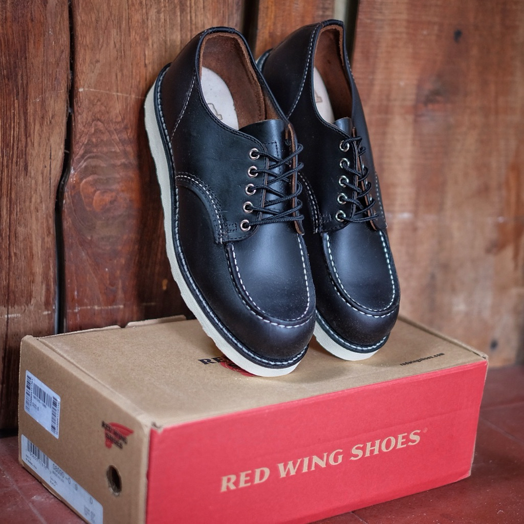 Redwing 8090 oxford, moc toe, black leather, made in usa