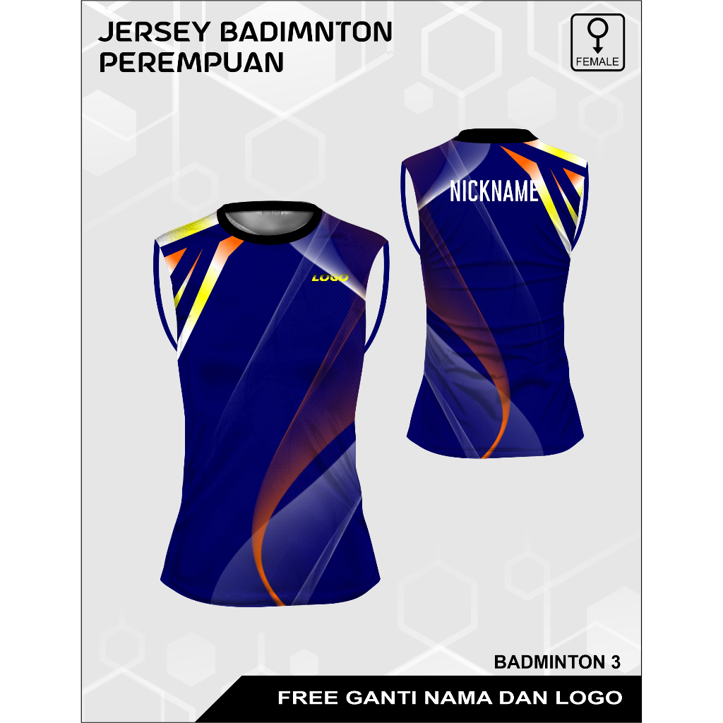 Singlet Jersey Badminton Pola Wanita Baju olahraga Bulu tangkis cewek Kaos Olahraga free custom nama