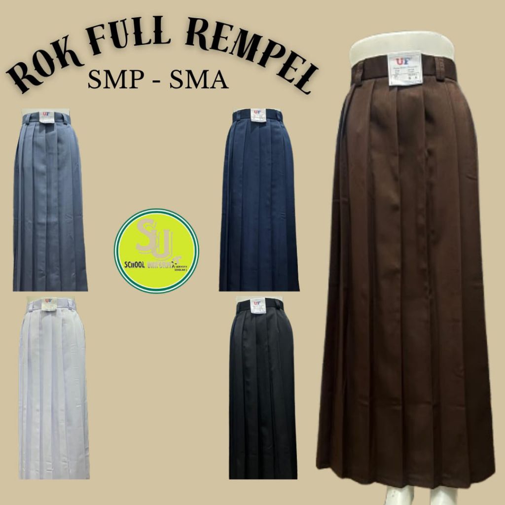 ROK REMPEL ATAS SMP-SMA KAIN TWIS LICIN LEMBUT / ROK PANJANG SMP SMA FULL REMPEL / ROK SMP - SMA KAI