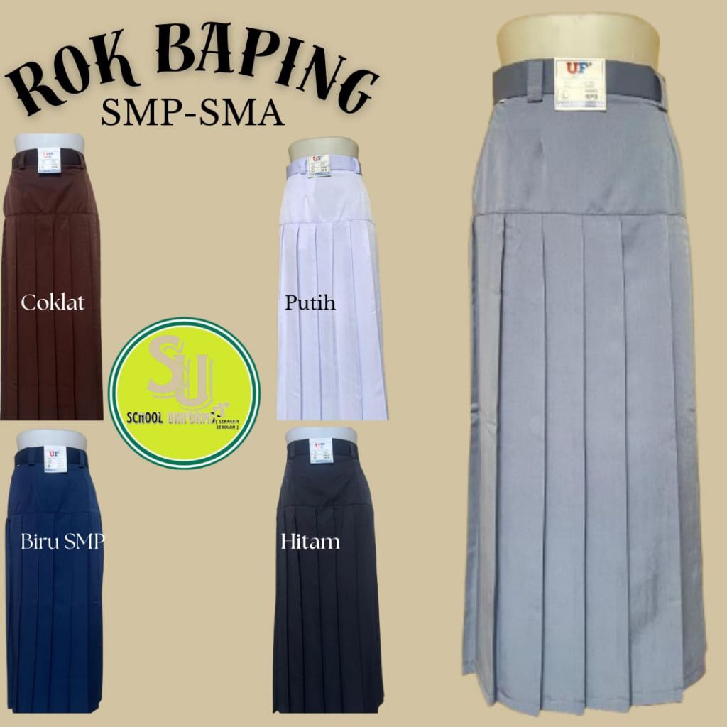 ROK BAPING SMP SMA / ROK PANJANG REMPEL PINGGANG BAWAH / ROK SMP SMA KAIN TWIST LICIN LEMBUT MENGKIL