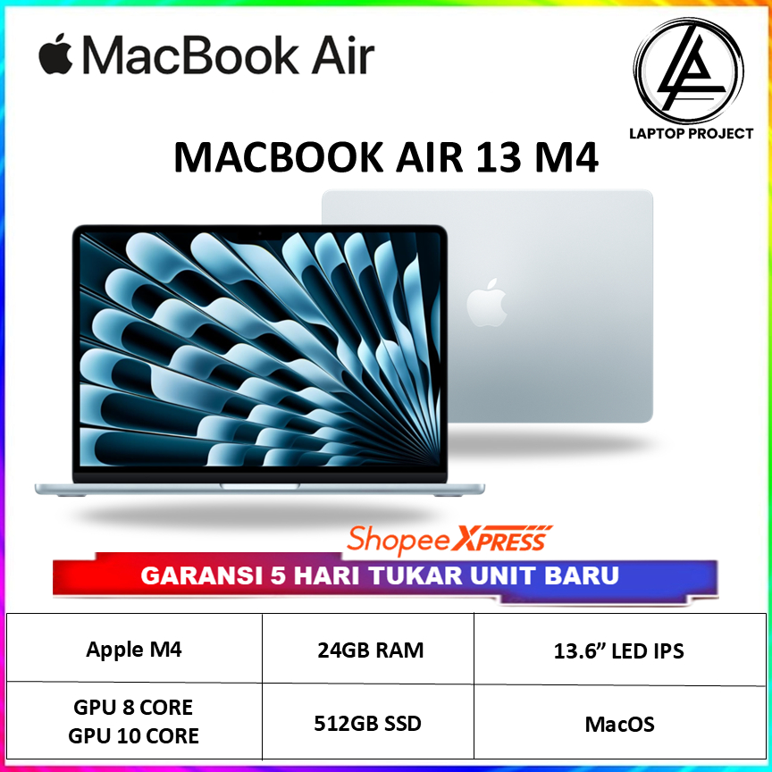 MacBook Air 13 M4 16GB - 24GB 256GB - 512GB Garansi Resmi