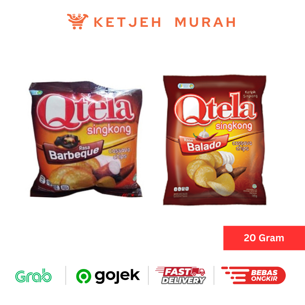 Qtela Keripik Singkong Rasa Barbeque BBQ / Balado 20 Gram
