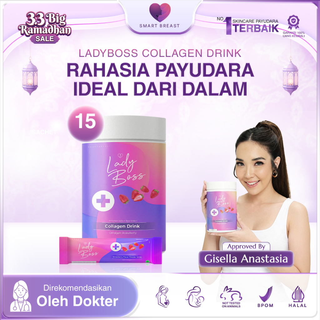 Terlaris Smart Breast - Lady Boss Breast & Collagen Drink ( Suplemen Pembesar Pengencang ) Ori