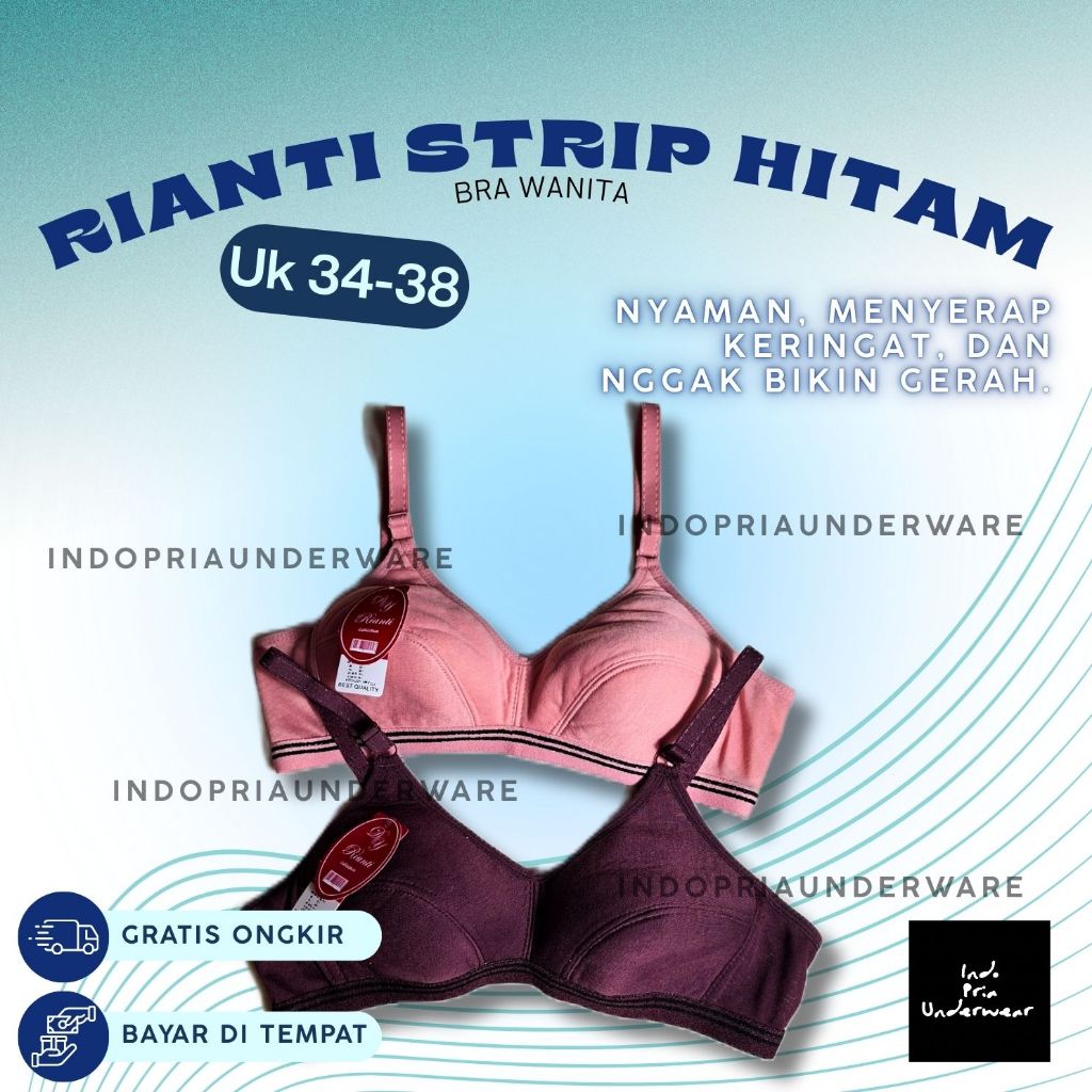 BRA WANITA RIANTI STRIP BAHAN KATUN BERKUALITAS PREMIUM TIDAK PANAS