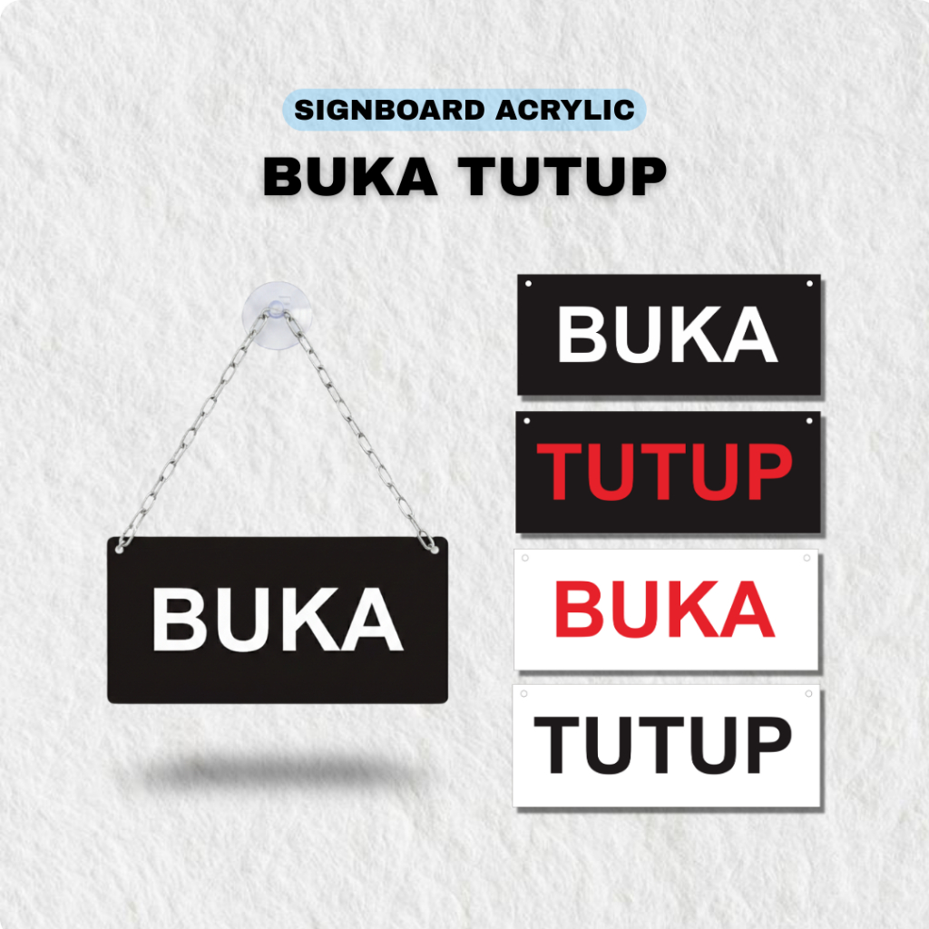 Buka Tutup Akrilik / Papan Tanda Buka Tutup  Akrilik / Signboard Buka Tutup  Aesthetic Minimalist Ac