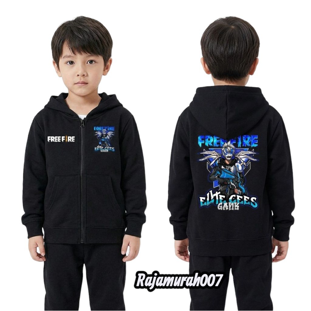 JAKET ZIPPER ANAK FF FREE FIRE TERBARU JACKET RESLETING COWOK USIA 2-12TAHUN