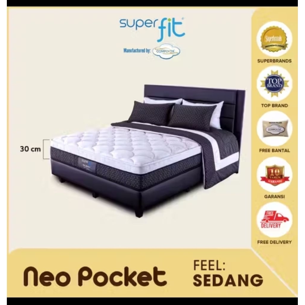 [COMFORTA_BANJARMASIN] SET SPRING BED SUPER PIT NEO POCKET BY COMFORTA(TEBAL 30)