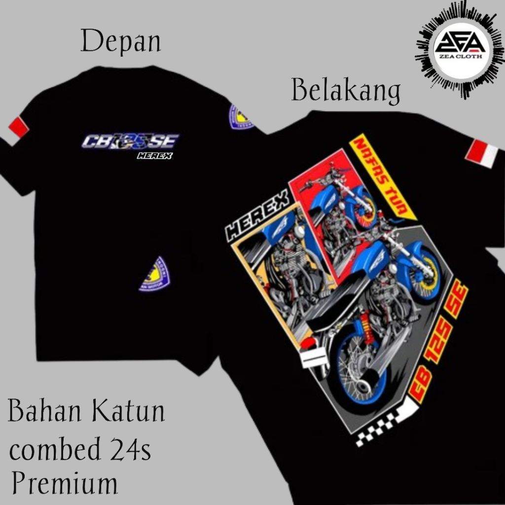KAOS CB125SE HEREX /BAJU T-SHIRT RACING CB 125 SE KATUN COMBED 24S PREMIUM