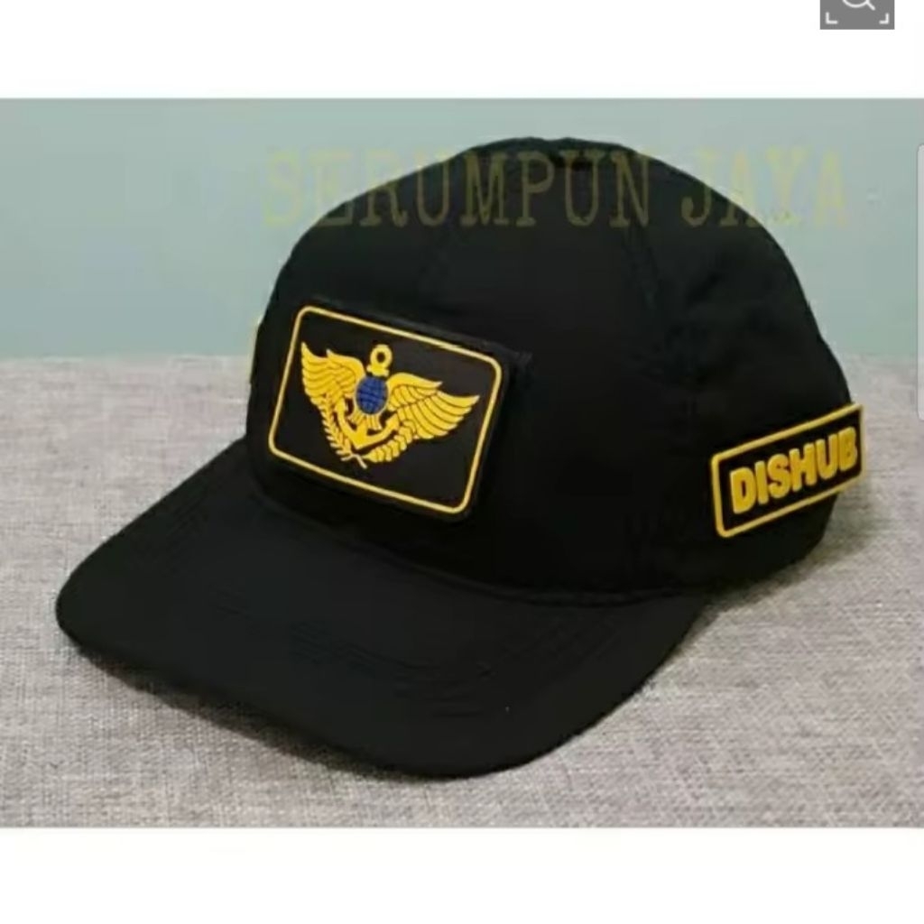 TOPI DISHUB HITAM TACTICAL 3 PATCH RUBBER - TOPI DISHUB TACTICAL PEREKAT PATCH RUBBER TEMPELAN LEPAS