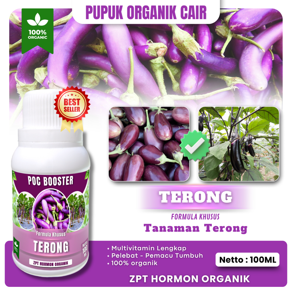 PUPUK ORGANIK CAIR TERONG 100ML - BOOSTER dan ZPT - Pertumbuhan Cepat  & Pelebat Tanaman TERONG Nutr
