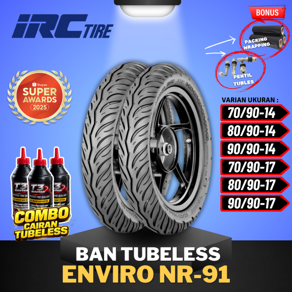 [READY COD] BAN IRC ENVIRO NR91 TUBELESS RING 17 ( 70/90-14 / 80/90-14 / 90/90-14 / 70/90-17 / 80/90