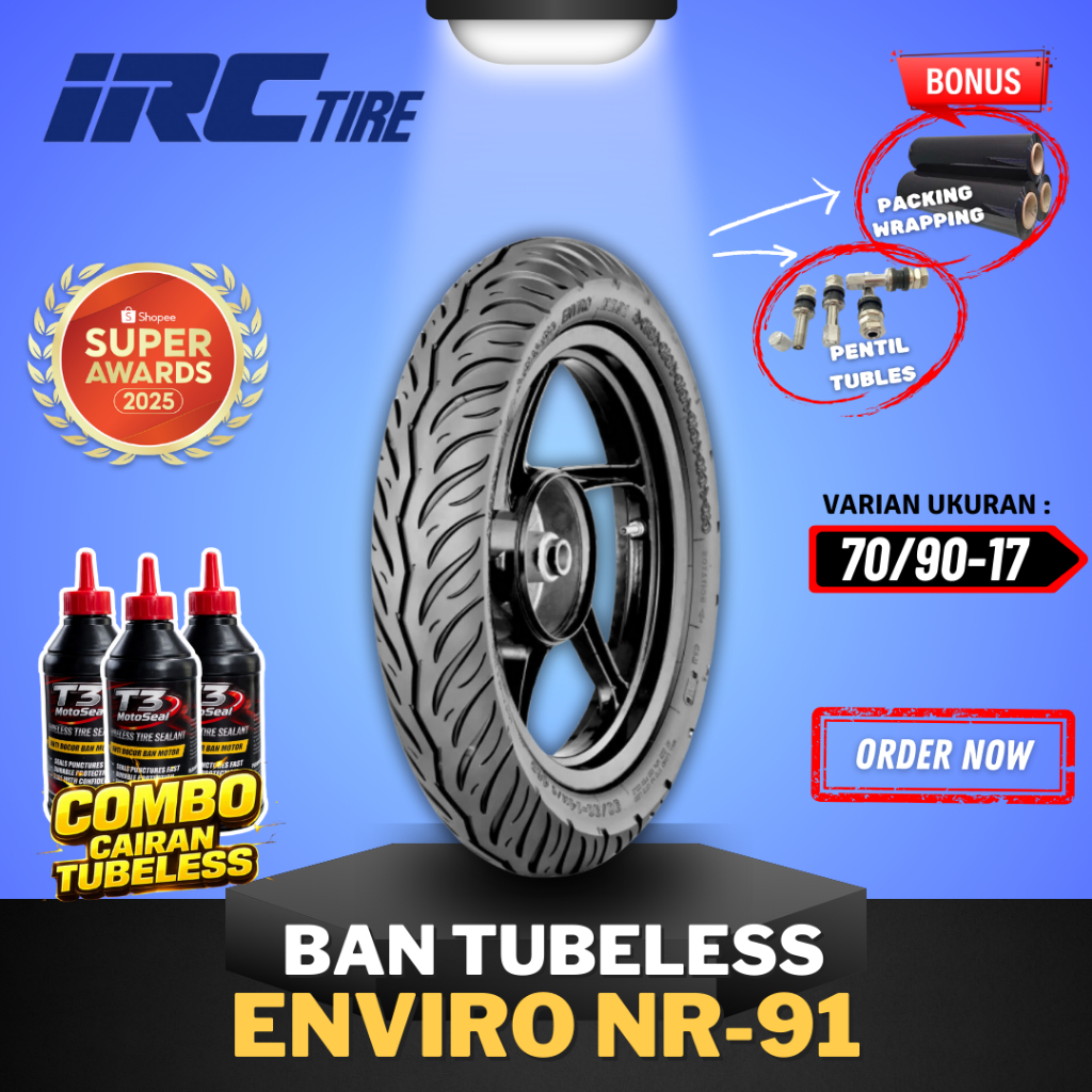 [READY COD] BAN IRC ENVIRO NR91 TUBELESS RING 17 70/90-17 / BAN IRC TUBELESS RING 17 / BAN IRC ENVIR