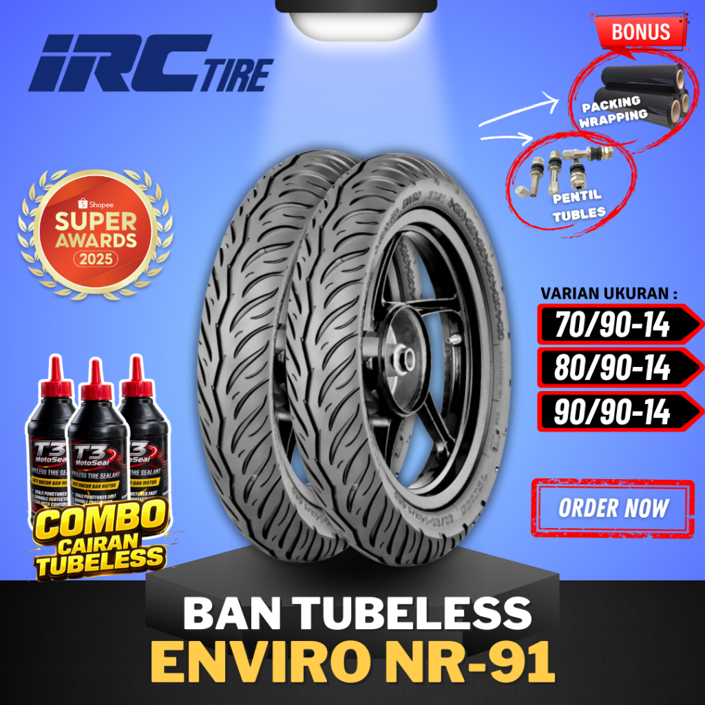 [READY COD] BAN IRC ENVIRO NR91 TUBELESS RING 14 ( 70/90-14 / 80/90-14 / 90/90-14 )  / BAN IRC TUBEL