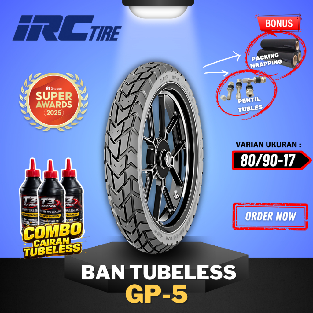 [READY COD] BAN IRC GP5 TUBELESS RING 17 ( 80/90-17 ) IRC RING 17 BAN MOTOR BEBEK / BAN GP5 RING 17 