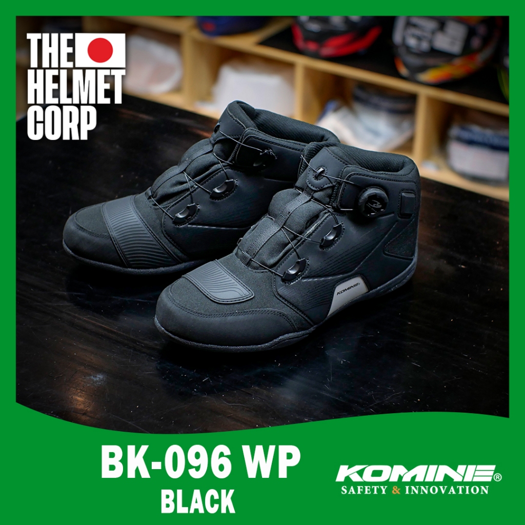 SHOES RIDING WATERPROOF KOMINE BK 096 BLACK BOA ORIGINAL SEPATU RIDING MOTOR KOMINE BK-096