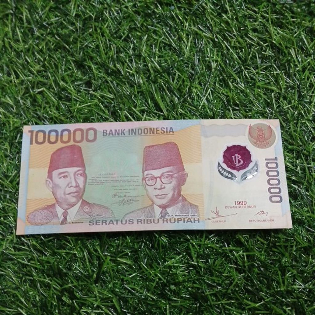 uang kuno 100000 polimer 1999 asli