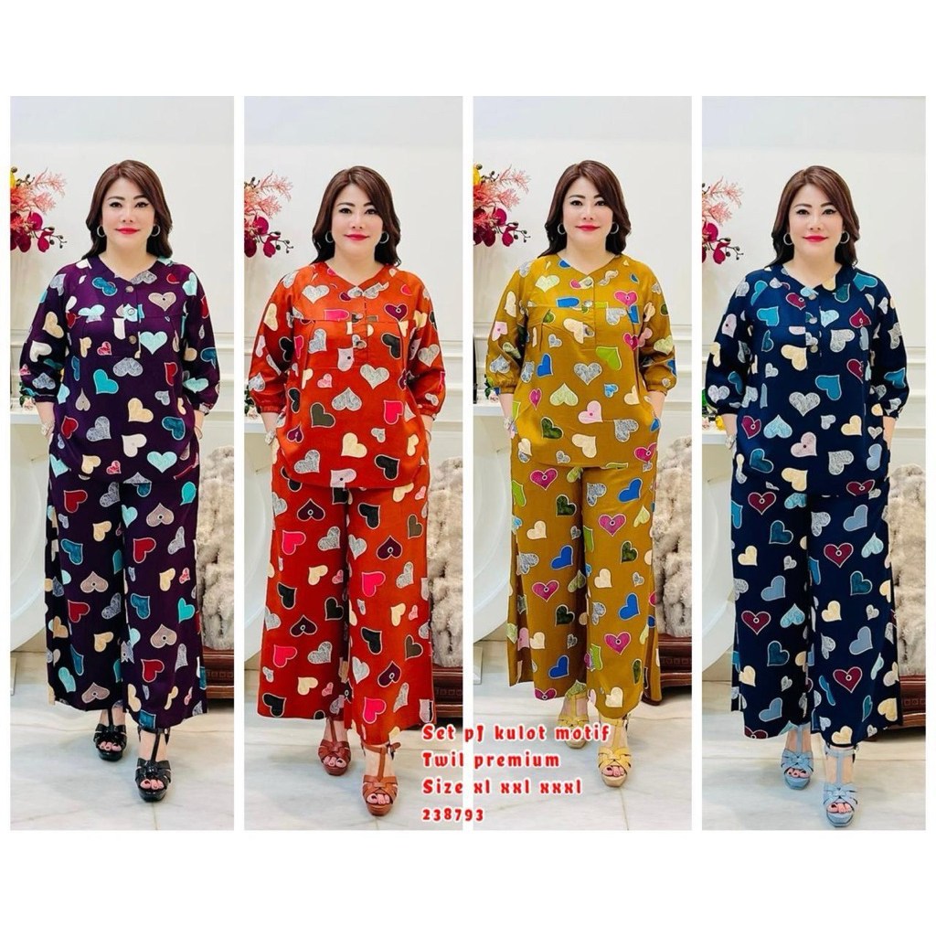 238793 Set Wanita Rayon Twill Panjang - Stelan Big Size - Stelan Jumbo - Stelan Wanita - Set Rayon T