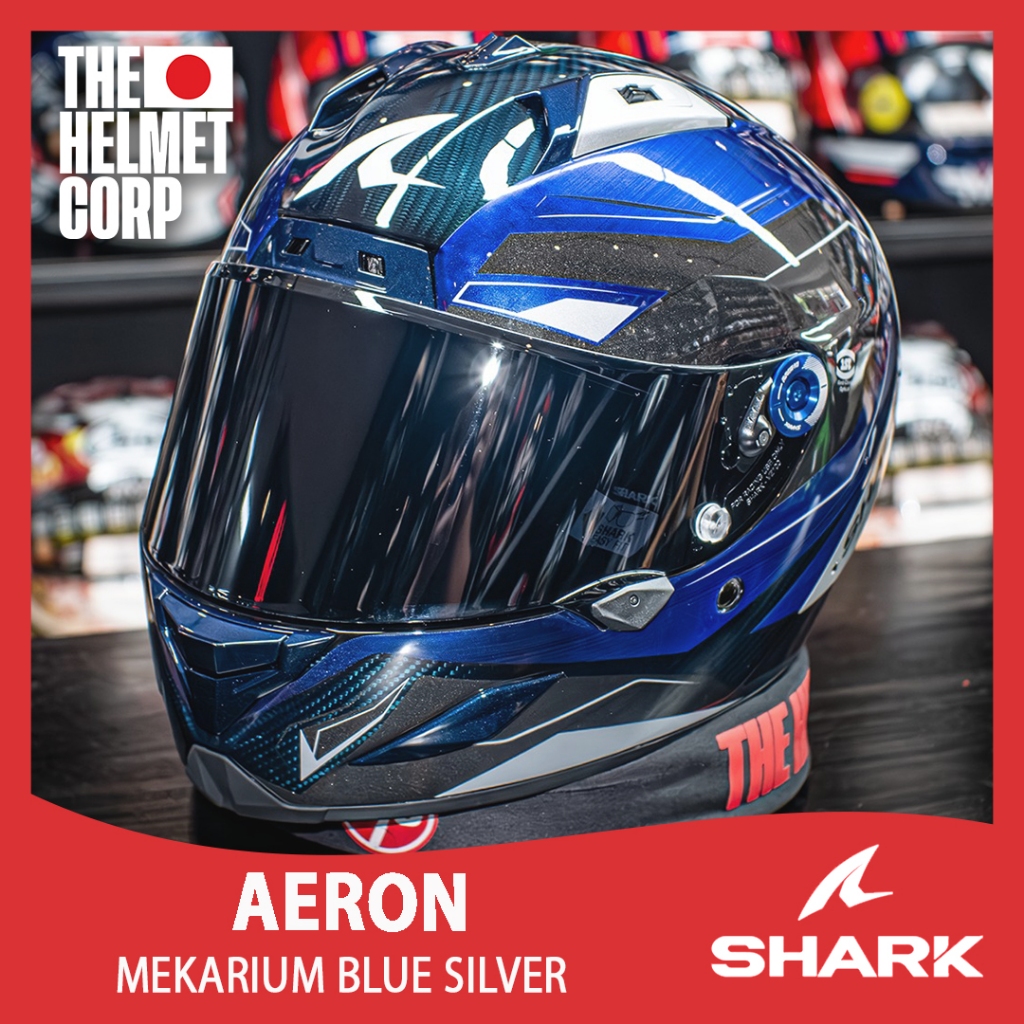 HELM SHARK AERON MEKARIUM BLUE SILVER CARBON HELMET SPORT TOURING ORIGINAL SHARK