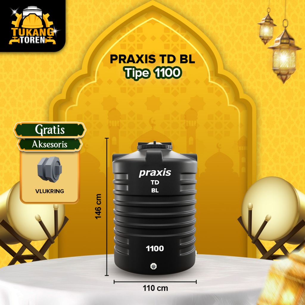 Tandon Toren Tangki Air PRAXIS 1100 Liter Anti Lumut dan Kuat