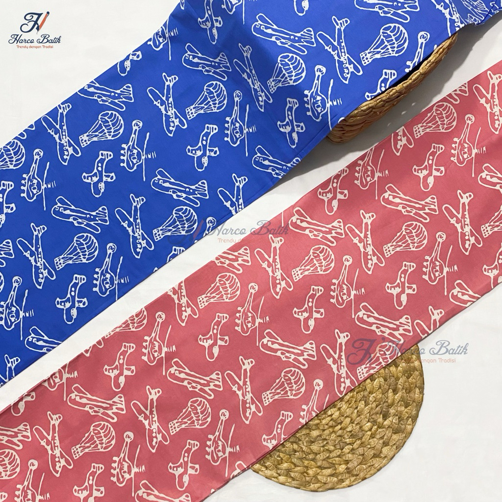 kain batik bahan cap garutan- motif unik- anak- lucu -pesawat - Harco Batik