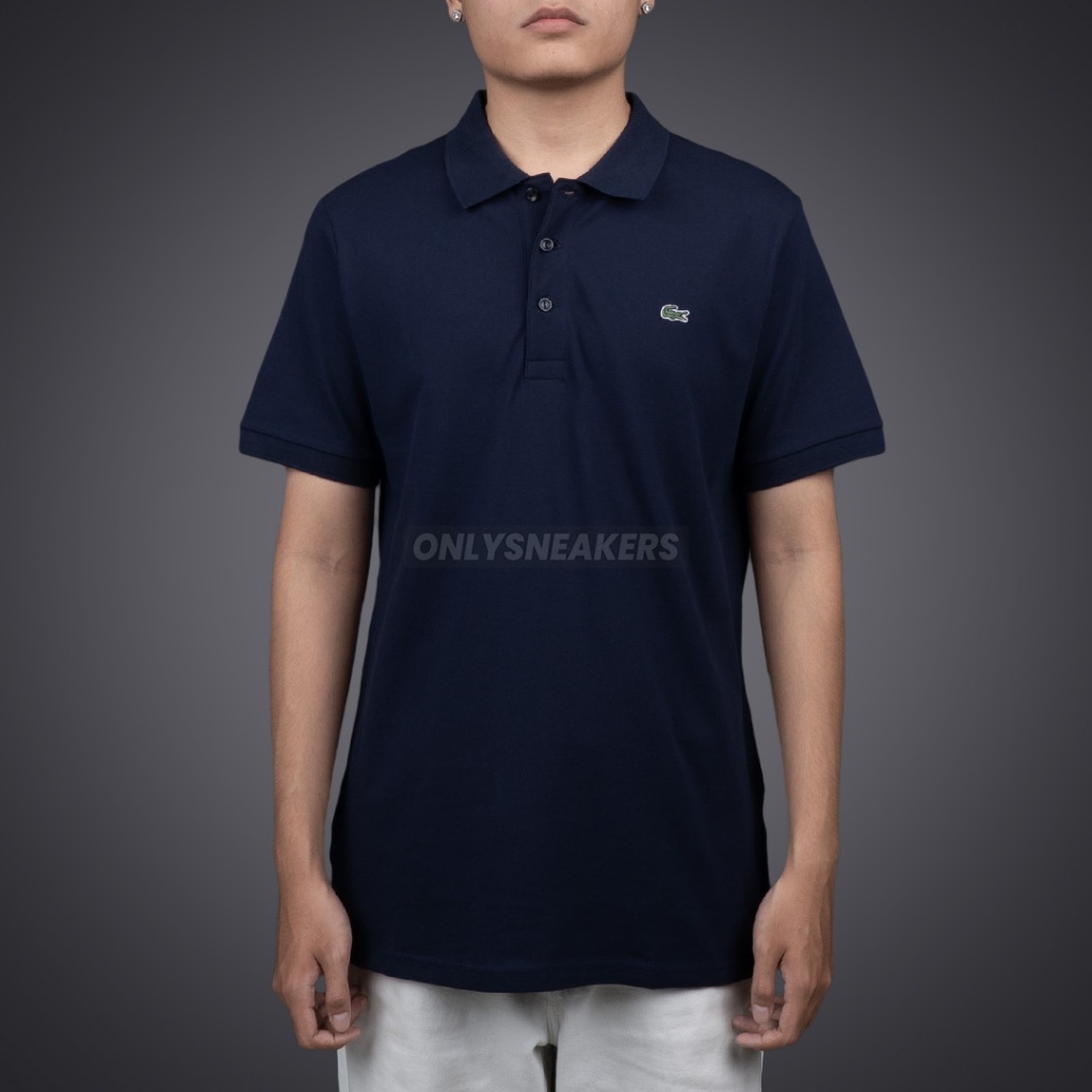 LACOSTE CLASSIC SLIM FIT COTTON PIQUE POLO SHIRT NAVY
