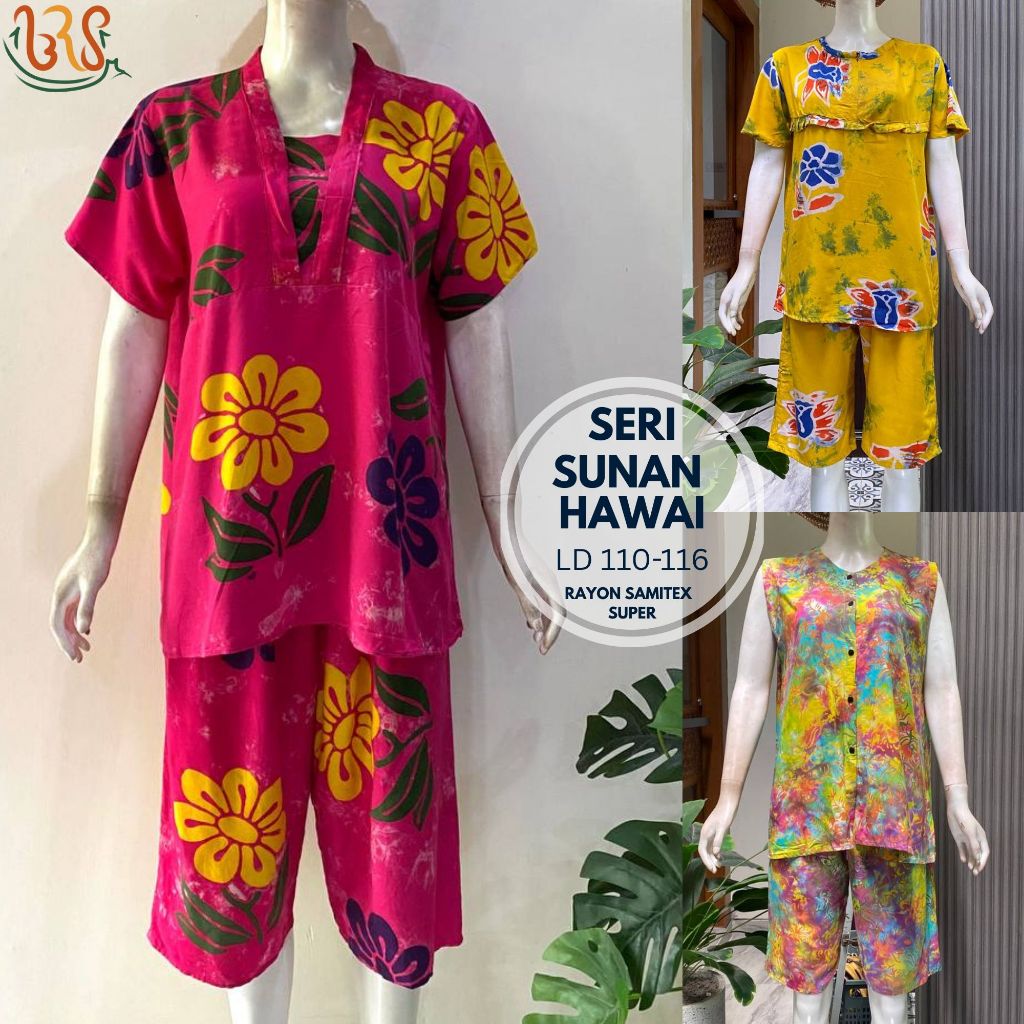 BRS - Setelan Celana Pendek LD 110-116 Batik Cap Sunan Rayon Premium Pekalongan, Adem, Kekinian, Wan